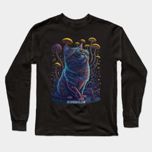 Techno Cat Shirt - Psychedelic Cat - Catsondrugs.com - rave, edm, festival, techno, trippy, music, 90s rave, psychedelic, party, trance, rave music, rave krispies, rave flyer Long Sleeve T-Shirt